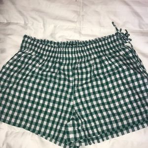 Green and White Checkered Jcrew Shorts